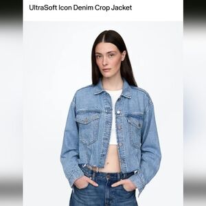 GAP UltraSoft Icon Denim Crop Jacket - Blue